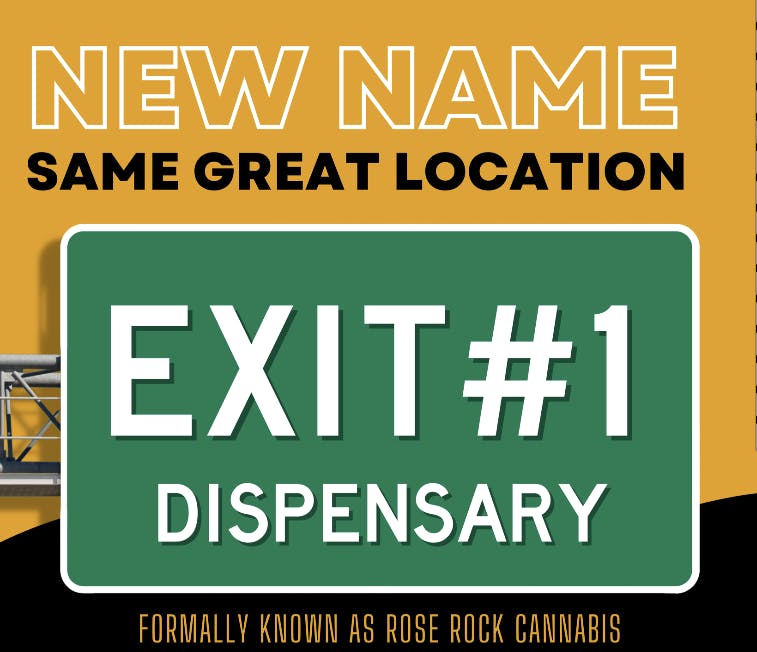 Exit 1 Dispensary (formerly) RoseRock Cannabis logo